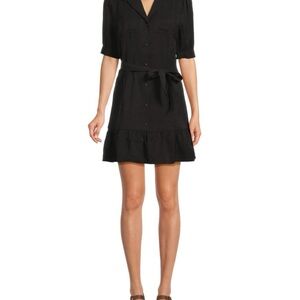 PAIGE Black Mayslie Shirt Dress button small